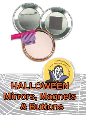 Halloween mirror, magnet & button